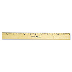 Westcott Wood Ruler with Single Metal Edge, Standard, 12" Long (05011)