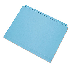 AbilityOne 7530013649502 SKILCRAFT Straight Cut File Folder, Straight Tabs, Letter Size, Blue, 100/Box