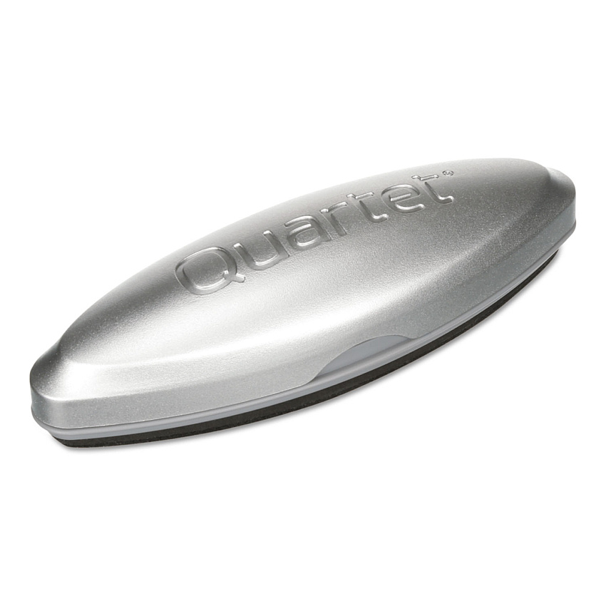 Quartet Premium Magnetic 3-in-1 Glass Board Eraser, 6.5" x 2" x 1.38", Silver (SFEB3)