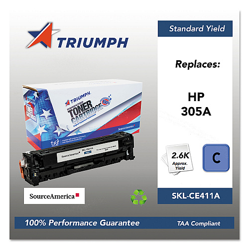 Triumph 751000NSH1285 Remanufactured CE411A (305A) Toner, 2,600 Page-Yield, Cyan