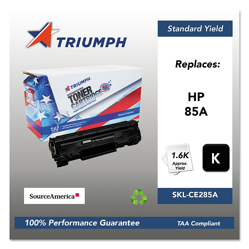 Triumph 751000NSH1100 Remanufactured CE285A (85A) Toner, 1,600 Page-Yield, Black