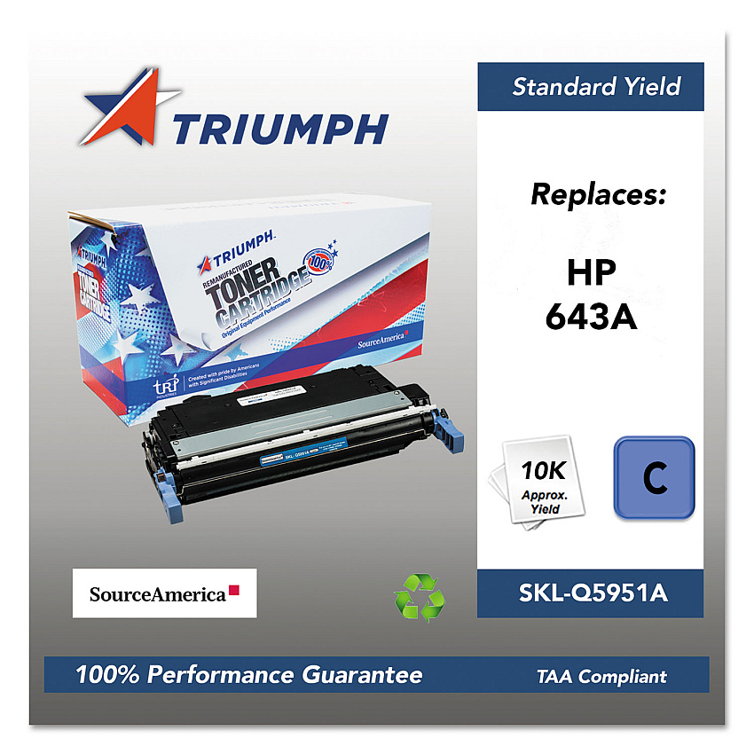 Compatible Triumph 751000NSH0284 Remanufactured Q5951A (643A) Toner, 10,000 Page-Yield, Cyan