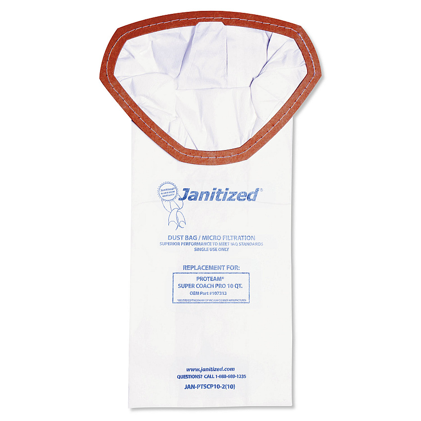 Janitized Vacuum Filter Bags Designed to Fit ProTeam Super Coach Pro 10, 100/CT (JANPTSCP102)