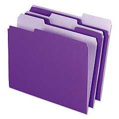 Pendaflex Interior File Folders, 1/3-Cut Tabs: Assorted, Letter Size, Violet, 100/Box (421013VIO)