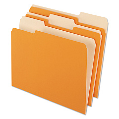 Pendaflex Interior File Folders, 1/3-Cut Tabs: Assorted, Letter Size, Orange, 100/Box (421013ORA)