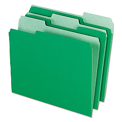 Pendaflex Interior File Folders, 1/3-Cut Tabs: Assorted, Letter Size, Bright Green, 100/Box (421013BGR)