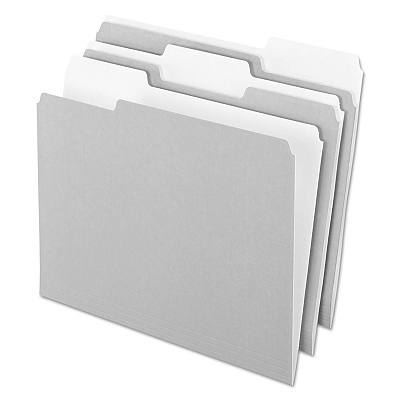 Pendaflex Interior File Folders, 1/3-Cut Tabs: Assorted, Letter Size, Gray, 100/Box (421013GRA)