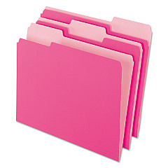 Pendaflex Interior File Folders, 1/3-Cut Tabs: Assorted, Letter Size, Pink, 100/Box (421013PIN)