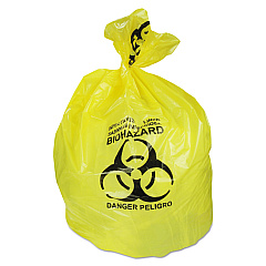Heritage Healthcare Biohazard Printed Can Liners, 20-30 gal, 1.3 mil, 30" x 43", Yellow, 200/Carton (A6043PY)