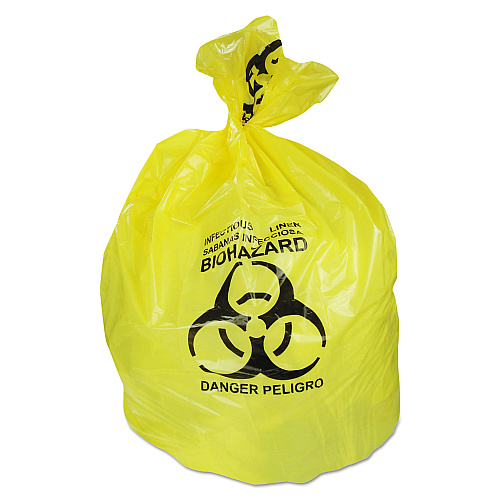 Heritage Healthcare Biohazard Printed Can Liners, 20-30 gal, 1.3 mil, 30" x 43", Yellow, 200/Carton (A6043PY)