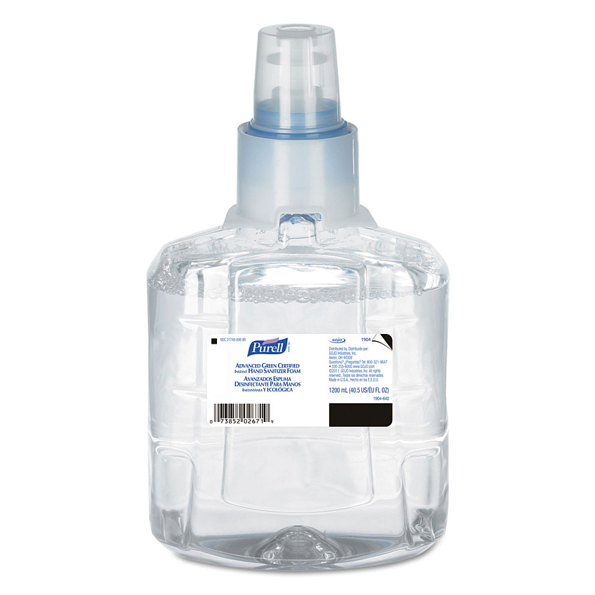 PURELL Advanced Green Certified Refill Instant Foam Hand Sanitizer, 1,200 mL, Fragrance-Free, 2/Carton (190402CT)