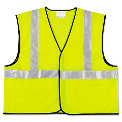 MCR Safety Class 2 Safety Vest, Polyester, Large Fluorescent Lime with Silver Stripe (VCL2SLL)