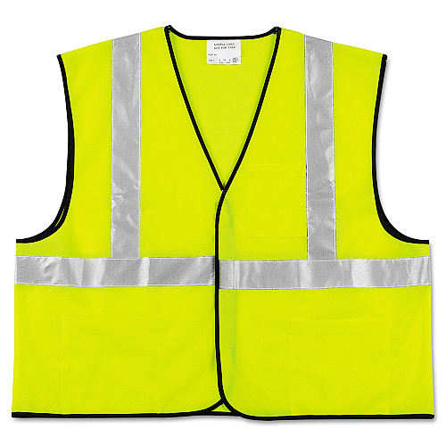 MCR Safety Class 2 Safety Vest, Polyester, Large Fluorescent Lime with Silver Stripe (VCL2SLL)