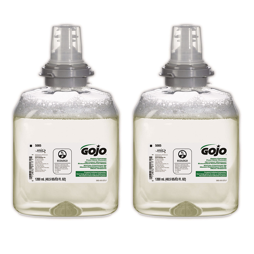 GOJO TFX Green Certified Foam Hand Cleaner Refill, Unscented, 1,200 mL, 2/Carton (566502CT)