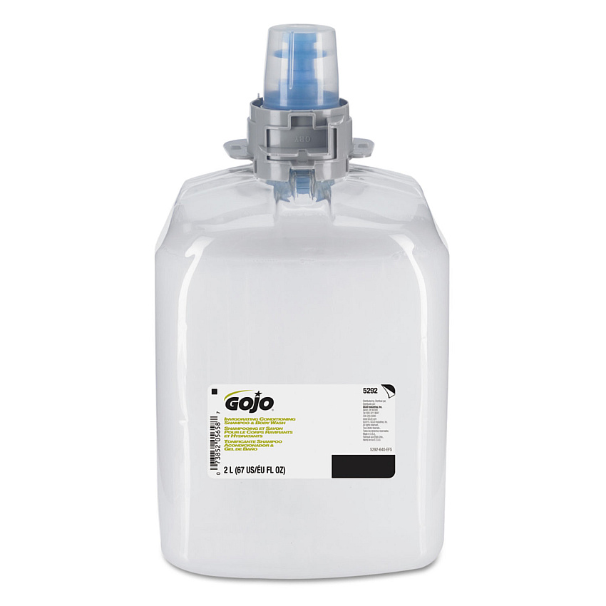 GOJO Invigorating 3-in-1 Shampoo and Body Wash, Botanical, 2,000 mL Refill, 2/Carton (529202)