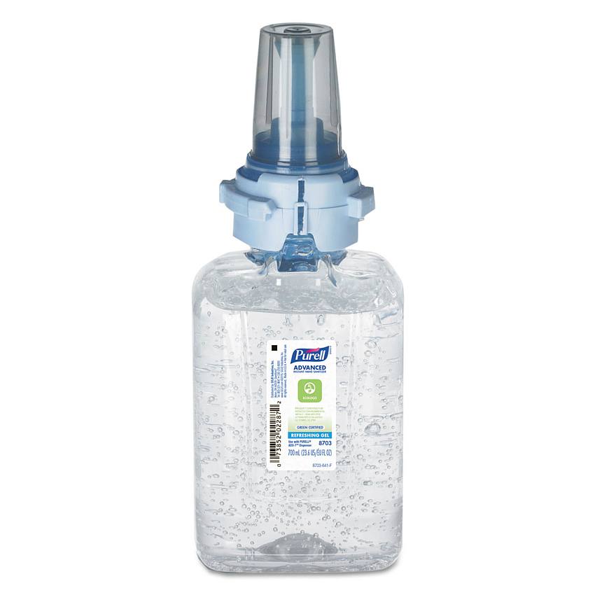 PURELL Green Certified Advanced Refreshing Gel Hand Sanitizer, For ADX-7, 700 mL, Fragrance-Free, 4/Carton (870304CT)
