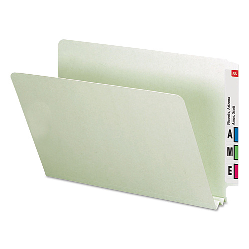 Smead Extra-Heavy Recycled Pressboard End Tab Folders, Straight Tabs, Legal Size, 2" Expansion, Gray-Green, 25/Box (29210)
