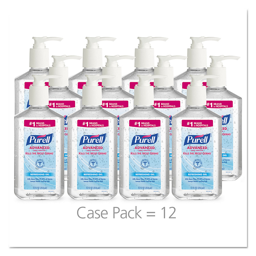PURELL Advanced Refreshing Gel Hand Sanitizer, 12 oz Pump Bottle, Clean Scent (365912CT)