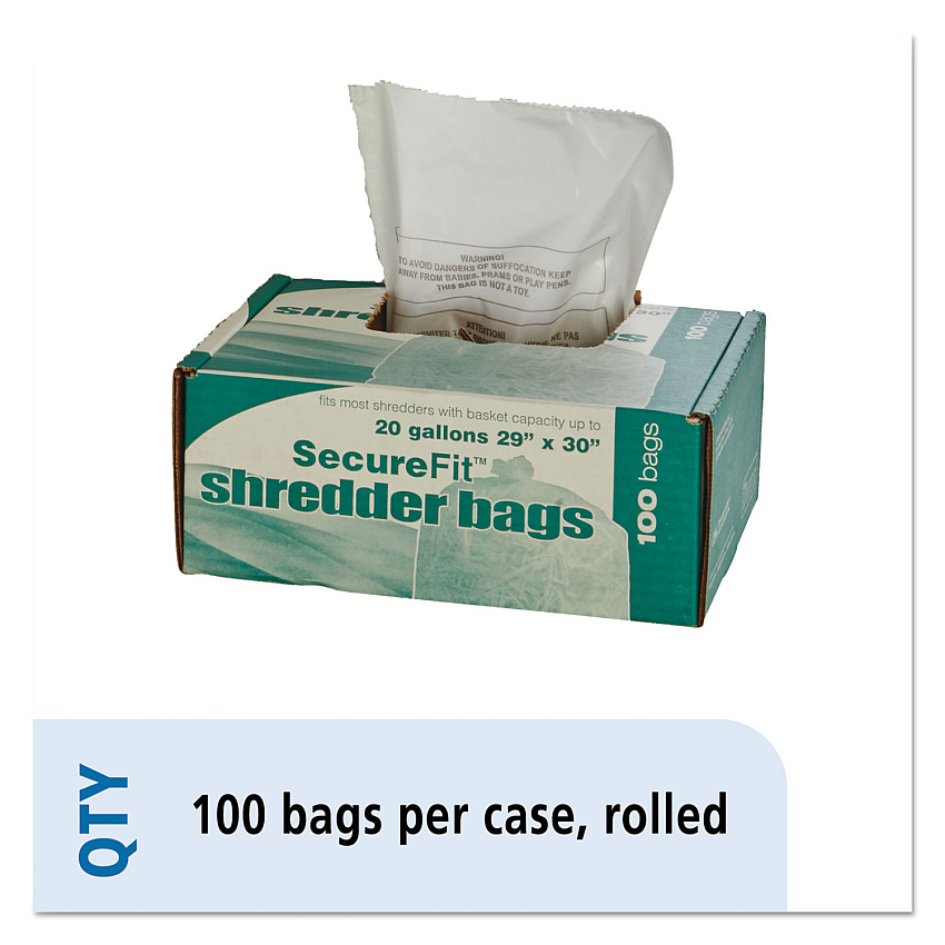 AbilityOne 8105013994791, Heavy-Duty Shredder Bags, 20 gal Capacity, 100/BX