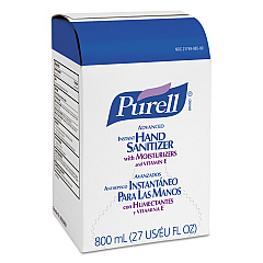 PURELL Advanced Gel Hand Sanitizer, Bag-in-Box, 800 mL Refill, Unscented, 12/Carton (965712)