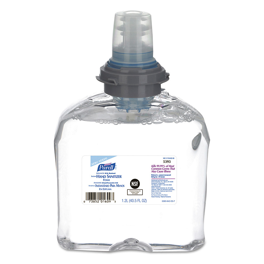 PURELL Advanced E-3 Rated Foam Hand Sanitizer, 1,200 mL Refill, Fragrance-Free, 2/Carton (539302)