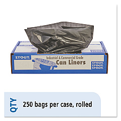 Stout by Envision Total Recycled Content Plastic Trash Bags, 10 gal, 1 mil, 24" x 24", Brown/Black, 250/Carton (T2424B10)