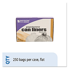 AbilityOne 8105015171353, SKILCRAFT Low Density Trash Can Liners, 33 gal, 0.8 mil, 33" x 39", Clear, 250/Box