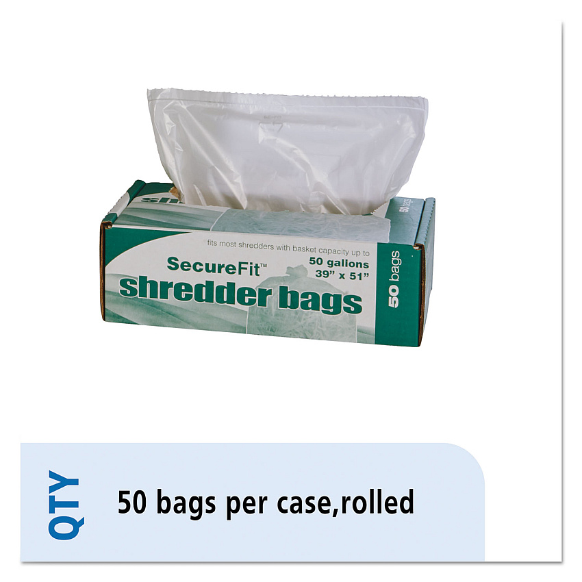 AbilityOne 8105015574976, Heavy-Duty Shredder Bags, 50 gal Capacity, 50/BX