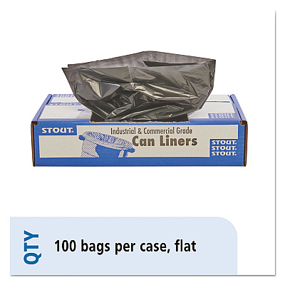 Stout by Envision Total Recycled Content Plastic Trash Bags, 30 gal, 1.3 mil, 30" x 39", Brown/Black, 100/Carton (T3039B13)