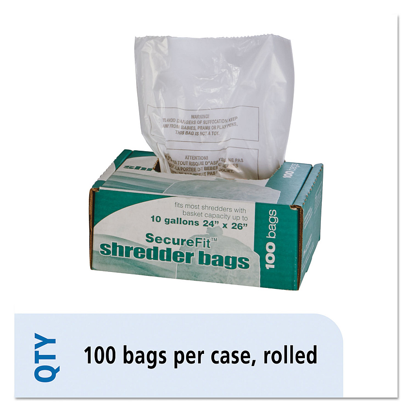 AbilityOne 8105015574975, Medium-Duty Shredder Bags, 10 gal Capacity, 100/BX