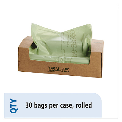 Stout by Envision EcoSafe-6400 Bags, 64 gal, 0.85 mil, 48" x 60", Green, 30/Box (E4860E85)