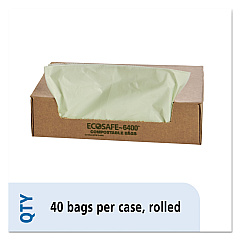 Stout by Envision EcoSafe-6400 Bags, 48 gal, 0.85 mil, 42" x 48", Green, 40/Box (E4248E85)
