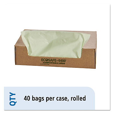 Stout by Envision EcoSafe-6400 Bags, 48 gal, 0.85 mil, 42" x 48", Green, 40/Box (E4248E85)