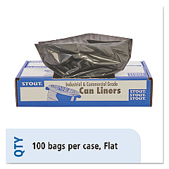 Stout by Envision Total Recycled Content Plastic Trash Bags, 45 gal, 1.5 mil, 40" x 48", Brown/Black, 100/Carton (T4048B15)
