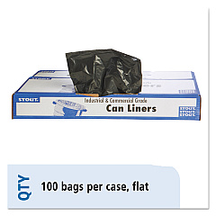 Stout by Envision Total Recycled Content Plastic Trash Bags, 60 gal, 1.5 mil, 38" x 60", Brown/Black, 100/Carton (T3860B15)