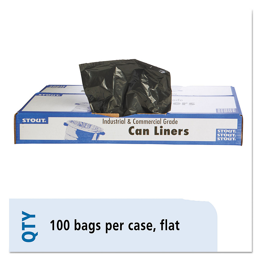 Stout by Envision Total Recycled Content Plastic Trash Bags, 60 gal, 1.5 mil, 38" x 60", Brown/Black, 100/Carton (T3860B15)