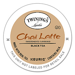 TWININGS Tea K-Cups, Chai Tea with Non-Fat Milk and Sweetener, 25% Less Sugar, 0.53 oz K-Cups, 24/Box (11007)