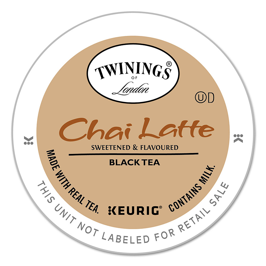 TWININGS Tea K-Cups, Chai Tea with Non-Fat Milk and Sweetener, 25% Less Sugar, 0.53 oz K-Cups, 24/Box (11007)