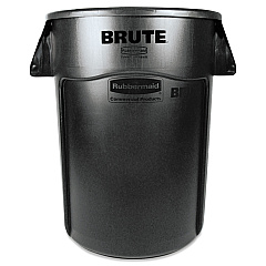 Rubbermaid Commercial Brute Vented Trash Receptacle, Round, 44 gal, Black (264360BK)