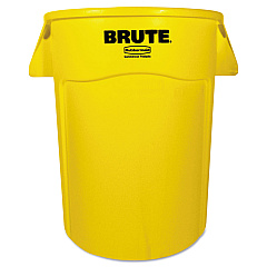 Rubbermaid Commercial Brute Vented Trash Receptacle, Round, 44 gal, Yellow (264360YEL)