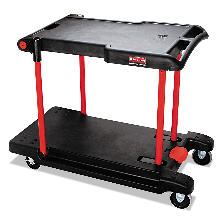 Rubbermaid Commercial Convertible Utility Cart, Two-Shelf, 23.88w x 45.13d x 34.38h, Black (430000BK)