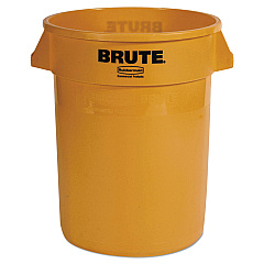Rubbermaid Commercial Round Brute Container, Plastic, 32 gal, Yellow (2632YEL)