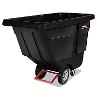 Rubbermaid Commercial Rotomolded Tilt Truck, Rectangular, Plastic, 450 lb Capacity, Black (1304BLA)