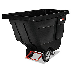 Rubbermaid Commercial Rotomolded Tilt Truck, Rectangular, Plastic, 450 lb Capacity, Black (1304BLA)