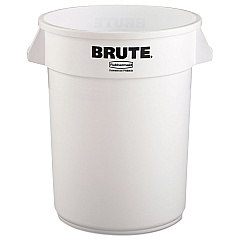 Rubbermaid Commercial Round Brute Container, Plastic, 32 gal, White (2632WHI)