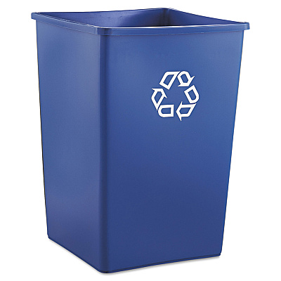 Rubbermaid Commercial Recycling Container, Square, Plastic, 35 gal, Blue (395873BLU)