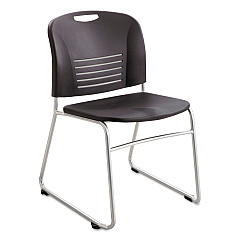 Safco Vy Series Stack Chairs, Supports Up to 350 lb, Black Seat/Back, Silver Base, 2/Carton (4292BL)