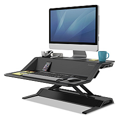Fellowes Lotus Sit-Stands Workstation, 32.75" x 24.25" x 5.5" to 22.5", Black (0007901)