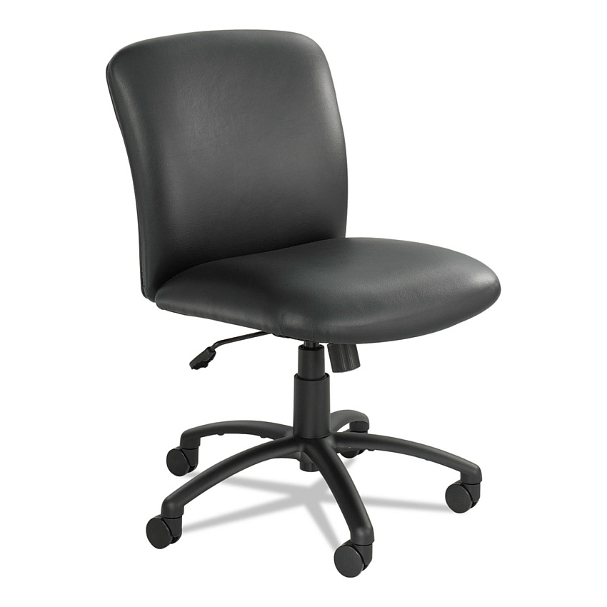 Safco Uber Big/Tall Series Mid Back Chair, Vinyl, Supports Up to 500 lb, 18.5" to 22.5" Seat Height, Black (3491BV)