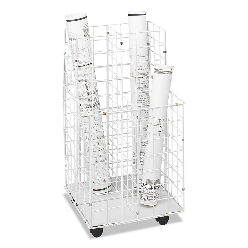 Safco Wire Roll Files, 4 Compartments, 16.25w x 16.5d x 30.5h, White (3084)